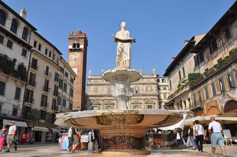 Piazza delle Erbe, one of Italy's loveliest piazzas