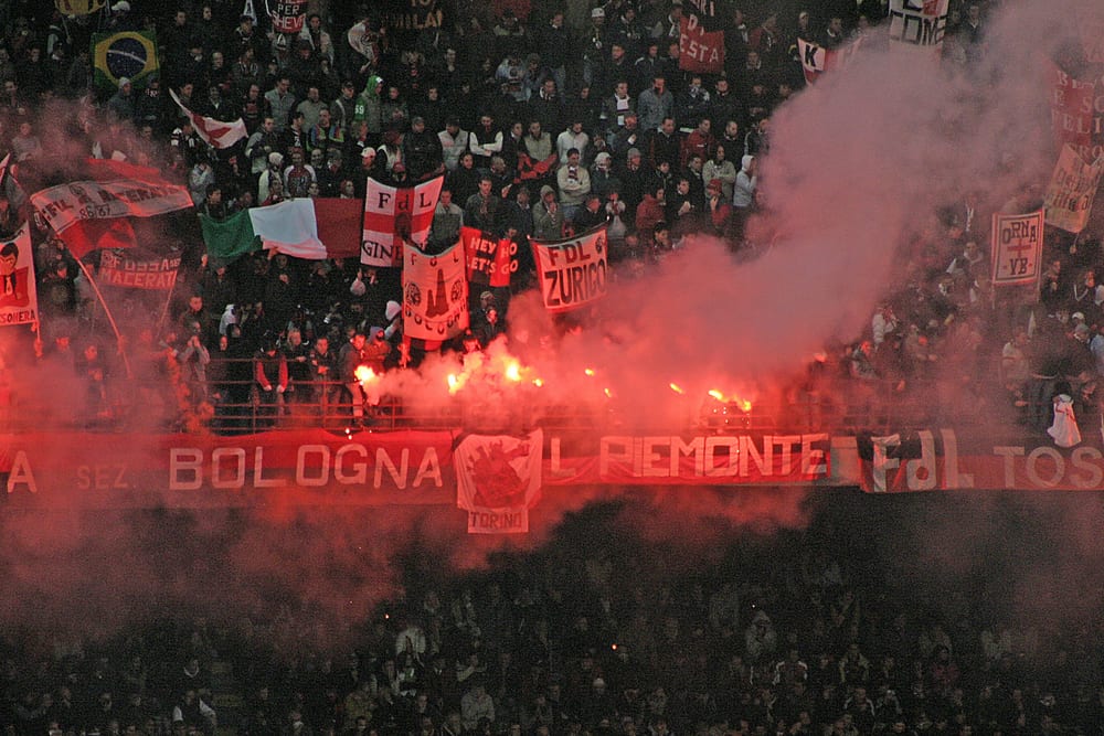 Crowds at Italian soccer game 