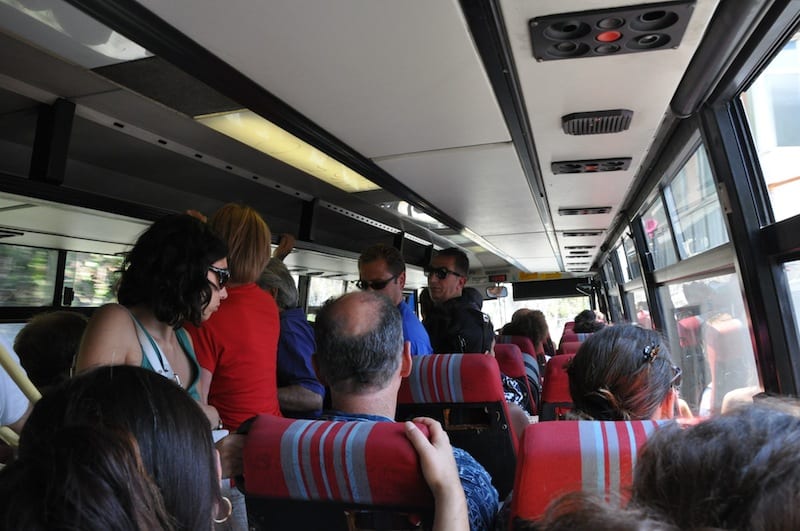The Amalfi coast bus ride in high season SITA bus from Amalfi to Salerno