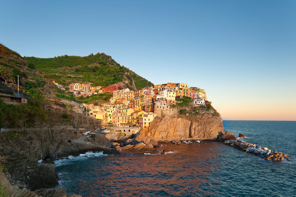 The Cinque Terre's small villages, like the town of Manarola here, are easily reached from Florence or Milan