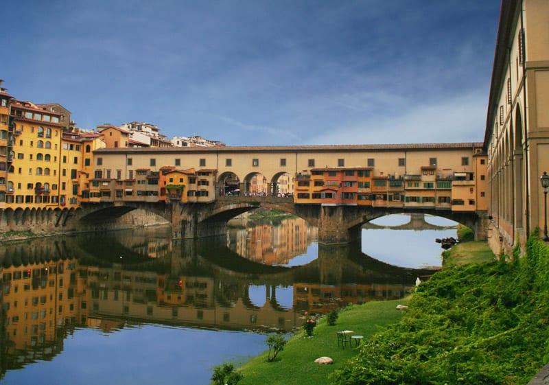 Florence's Ponte Vecchio spanning over the Arno river.