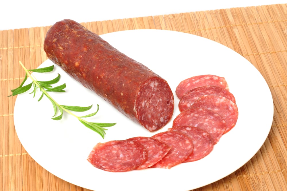 Wild boar salami, a specialty in the autumn and winter in Italy Cured wild boar, to eat in the fall in Umbria and Tuscany
