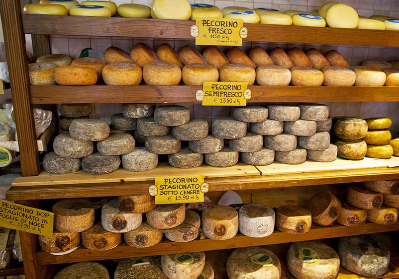 Pecorino cheese, a definite on any shopping list for Tuscany from Rome