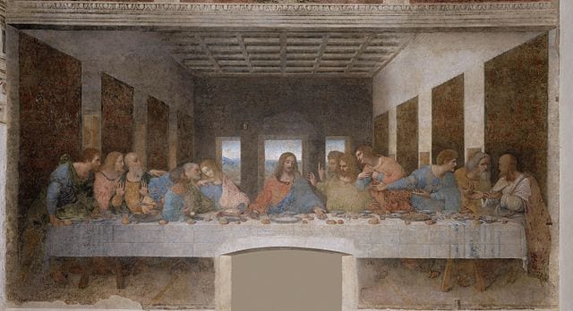 Public Domain version of Leonardo da Vinci's Last Supper. Photo from Wikicommons