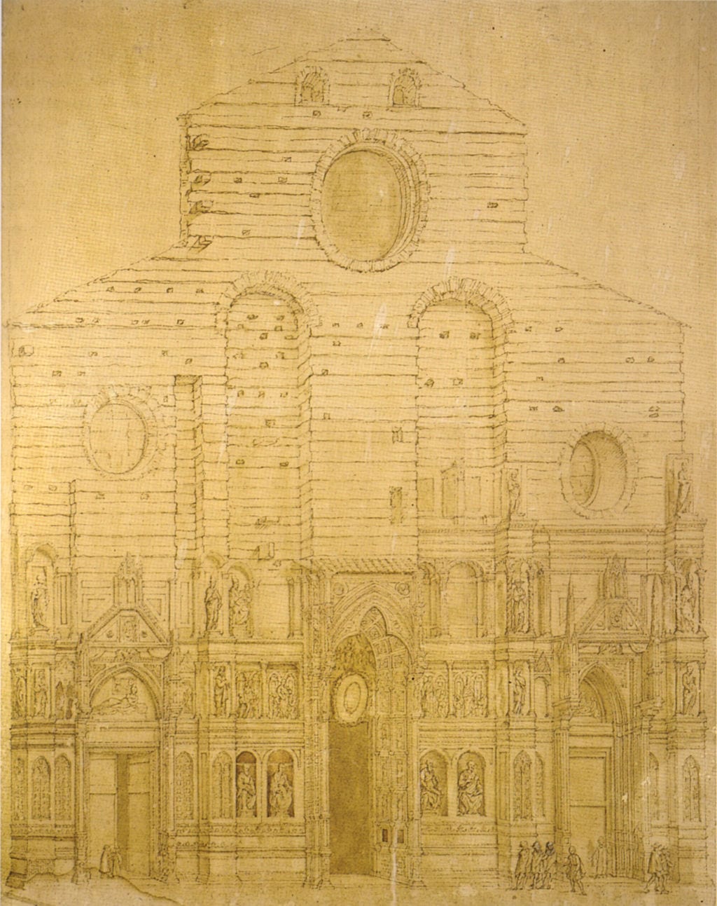 This is Bernardo Pocetti's original drawing that was used to help reconstruct the original facade. Without it, Di Tk's ideal would have been lost forever. 