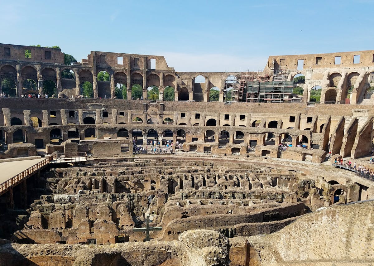The interior floor of Rome's ancient Colosseum.