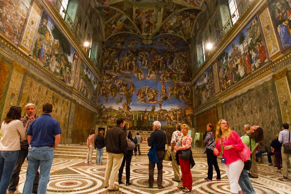 The Sistine Chapel before general-access visitors have been allowed to enter the Vatican.