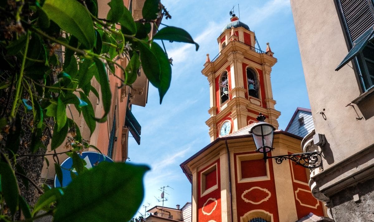 Building in center of Chiavari, one of the most beautiful Italian Riviera towns. 