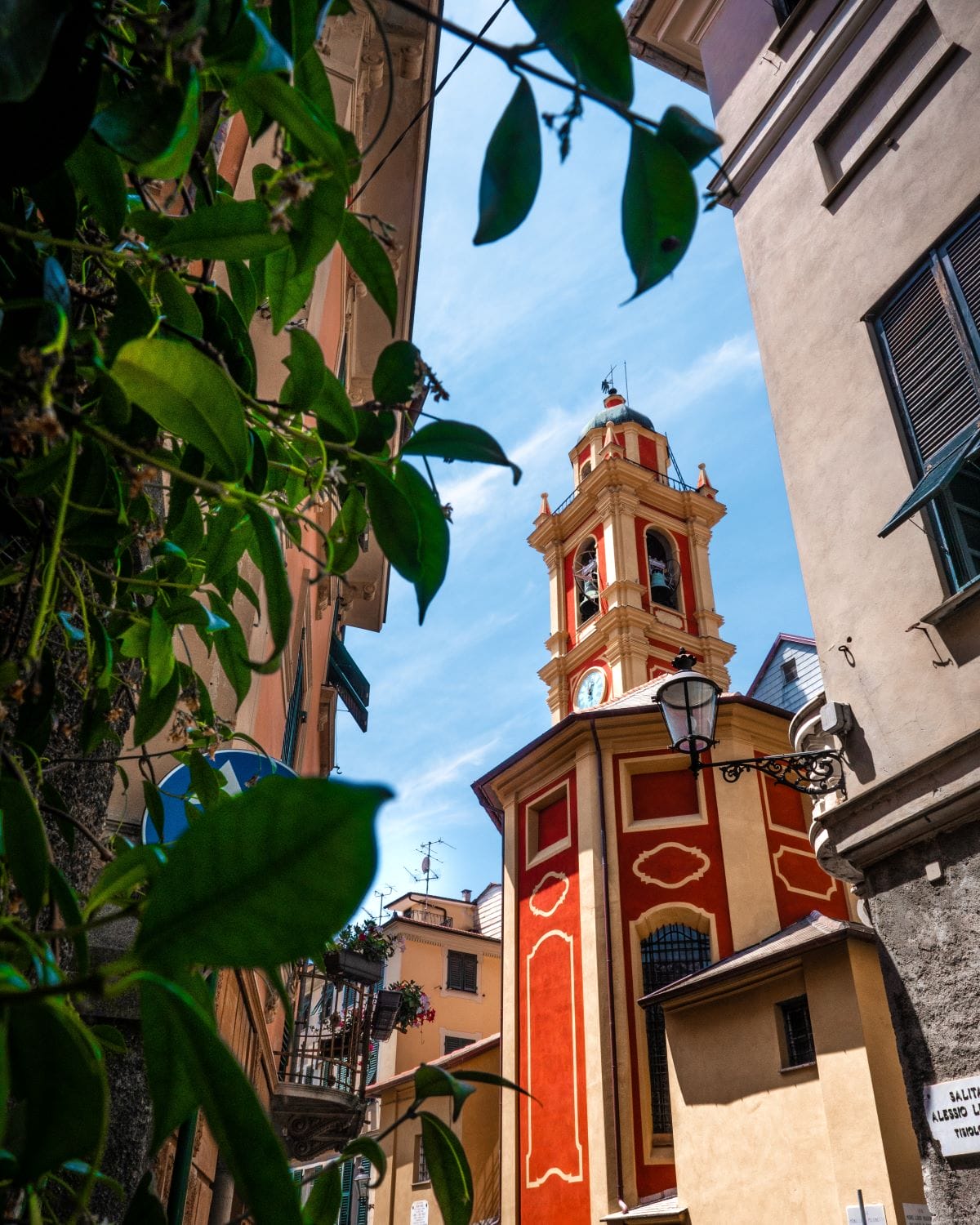 Building in center of Chiavari, one of the most beautiful Italian Riviera towns. 