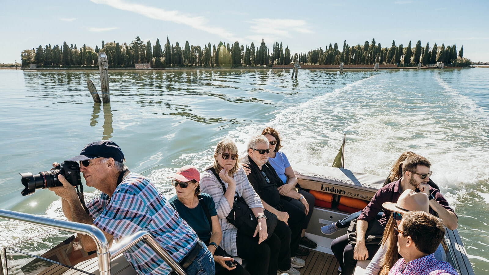 Small group tour boat on the Lagoons of Venice