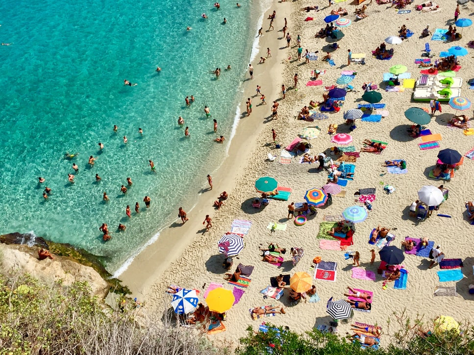 Beach in Tropea, Italy, during August