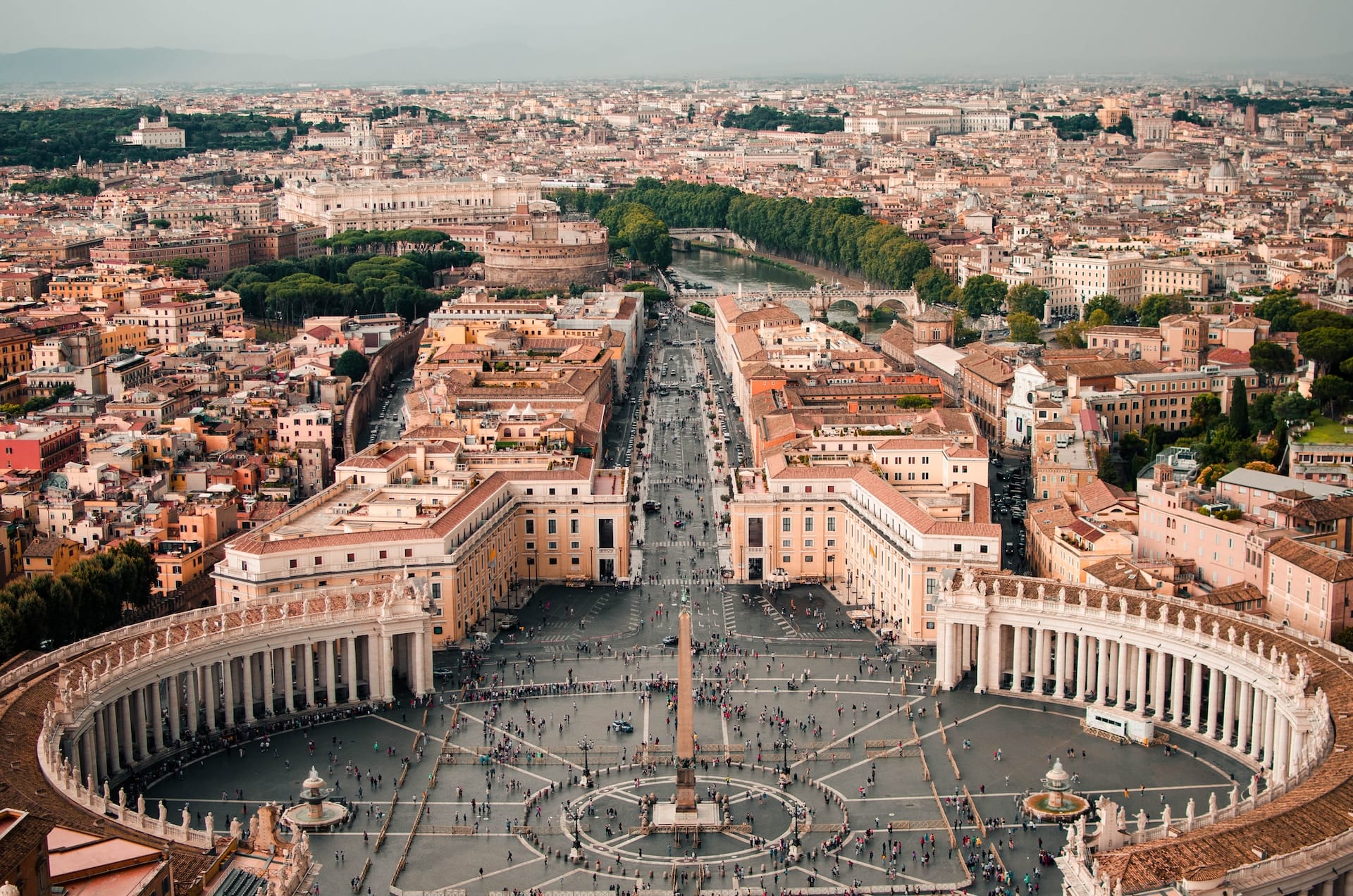 Aerial picture of Vatican City and Rome