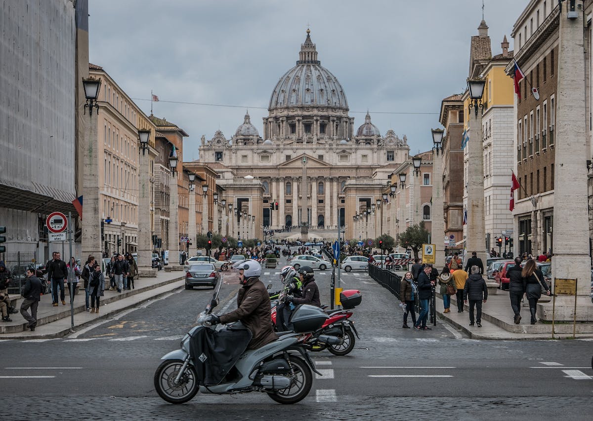 People walking around St. Peter's Square Vatican City