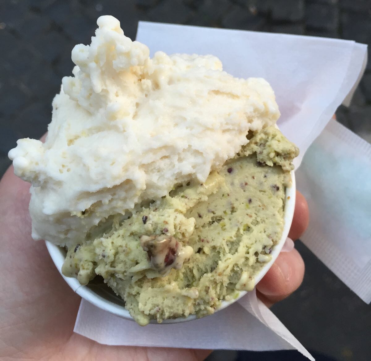 Pistachio and vanilla gelato