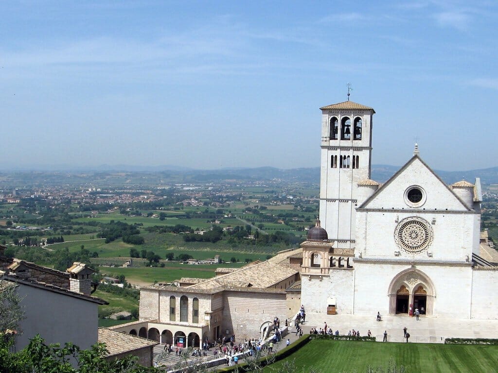 Basilica of St. Francis from above in Assisi