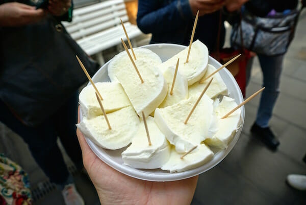 A plate of buffalo mozzarella cheese