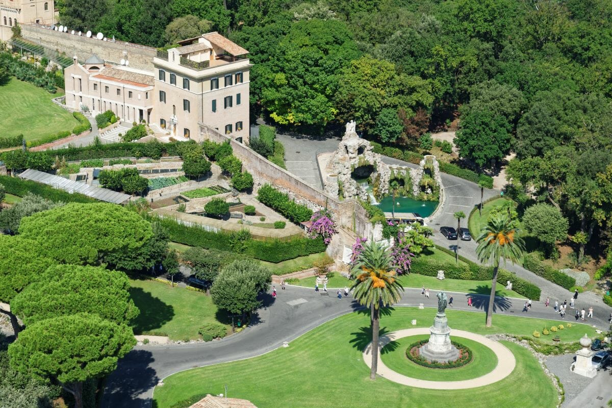 Vatican Gardens full of green grass, bushes and trees