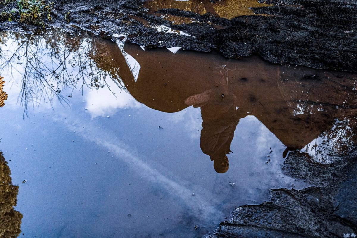 The Appian Way, a reflection of a man on a horse