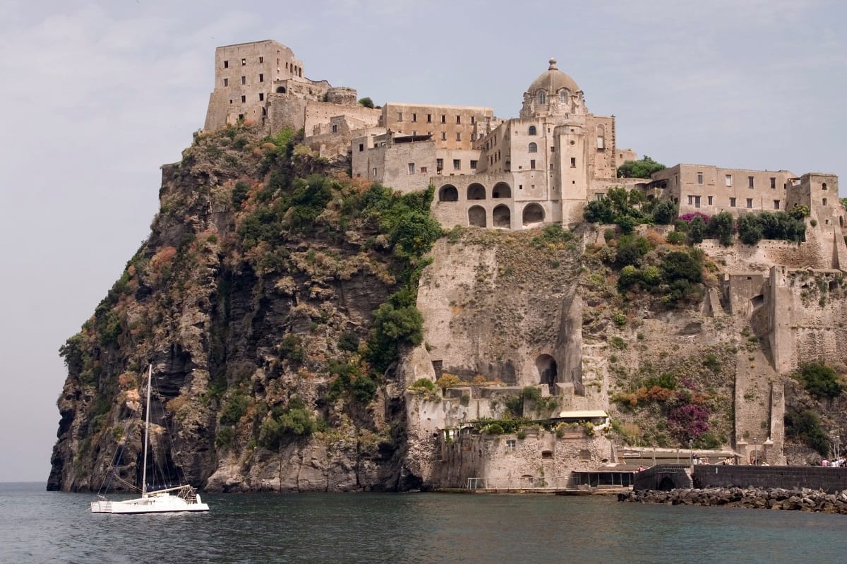 castle built into cliffside