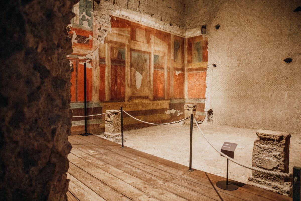 Intricate frescos painted on The House of Augustus in Rome.