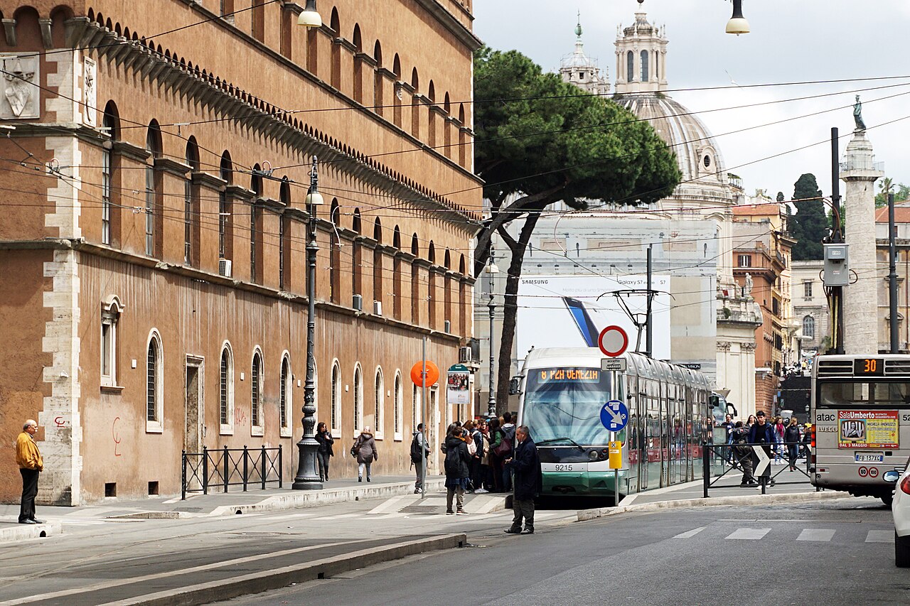A tramat a stop in the centre of Rome