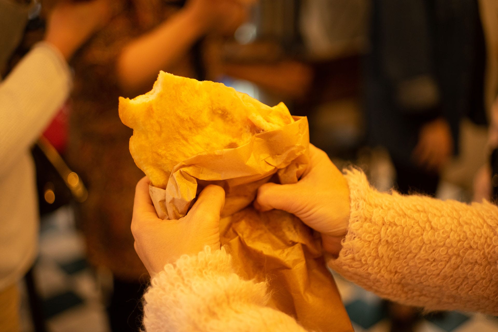 pizza a portafoglio, or “wallet pizza.” It’s a Neapolitan pizza that’s folded into quarters so it’s easy to eat with your hands.